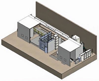 Figure 1. One of two new machining centers with both milling and latching functions. The machining centers are of 20 meters in length for scale. Illustration: PAMA S.P.A