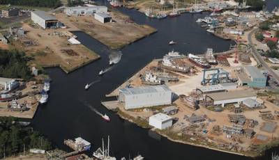 File Image: An aerial view of Horizon Shipbuilding's Bayou La Batre, Alabama facilities. CREDIT: Horizon Shipbuilding