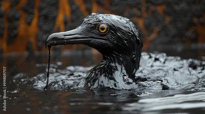 File image: An oil soiled Sea bird struggles after a coastal oil spill. (c) ChrisTYCat Adobestock