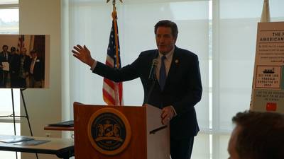 File Image: Congressman John Garamendi at a recent speech at the California Maritime Academy.