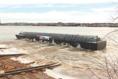 File photo: A newly constructed barge is launched at the Jeffboat yard in Jeffersonville, Ind. (Photo: Jeffboat)