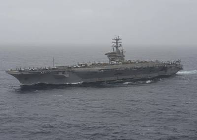 File photo: Aircraft carrier USS Nimitz (CVN 68) transits the Arabian Sea in August 2020. (U.S. Navy photo by Elliot Schaudt)