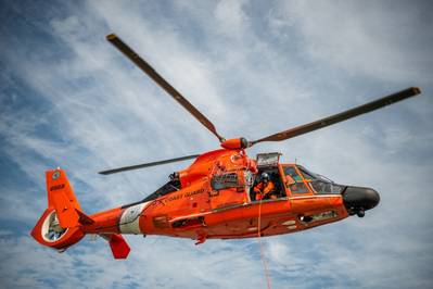File photo: an MH-65 Dolphin helicopter aircrew from Coast Guard Air Station New Orleans (U.S. Coast Guard photo by Travis Magee)