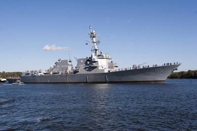 File photo: Arleigh Burke-class destroyer USS Rafael Peralta (DDG 115), commissioned in 2017 (U.S. Navy photo courtesy of General Dynamics, Bath Iron Works)