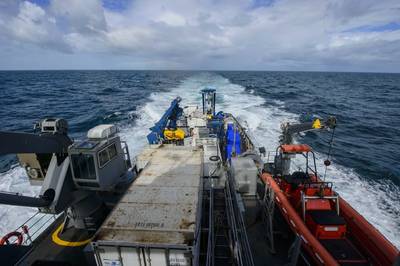 File photo: Crews equipped with underwater search equipment, including a voyage data recorder locator, side-scan sonar and an underwater remote operated vehicle, search for missing wreckage of El Faro. (U.S. Navy photo by John Kotara)