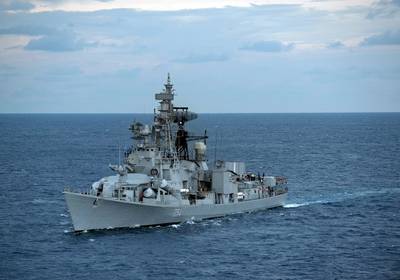 File photo: Indian navy guided-missile destroyer INS Ranvir (D54). (Photo: James Evans / U.S. Navy)