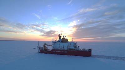 File photo: The U.S. Coast Guard Cutter Mackinaw (WLBB-30) breaks ice and maintains Aids to Navigation across the Great Lakes. (U.S. Coast Guard photo)