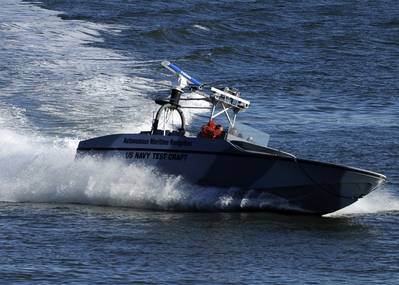 File photo: The U.S. Navy tests a fully autonomous unmanned surface vehicle in 2009 (U.S. Navy photo)