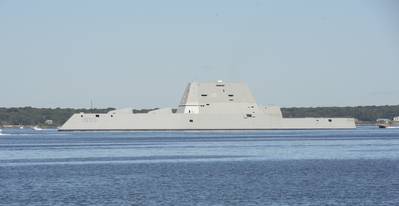 File photo: Zumwalt departs from Naval Station Newport, R.I. September 12, 2016 following its maiden voyage from Bath Iron Works Shipyard in Bath, Maine. (U.S. Navy photo by Haley Nace)