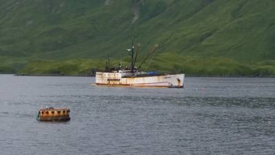 Fishing vessel Akutan in Captains Bay near Unalaska, Alaska, August 18, 2017. (U.S. Coast Guard photo)