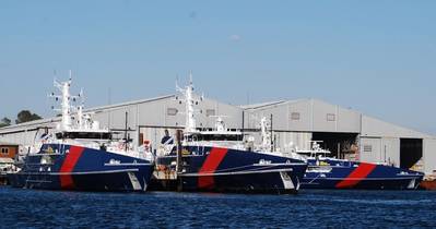 Four Cape Class Patrol Boats docked at Austal Australia in Henderson, Wash. (Photo: Austal)