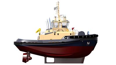 Four Robert Allen/ Rastar 2900 SX terminal tugs from Sanmar will be used in the fleet in the Tanger-Med Port in Morocco, operated by the Danish towage company Svitzer as of 2018. The tugs will each be fitted with two 16V 4000 M73L MTU engines. (Photo: Rolls-Royce)