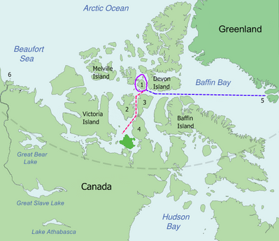 Franklin's Lost Expedition Map:Image credit Wiki CCL