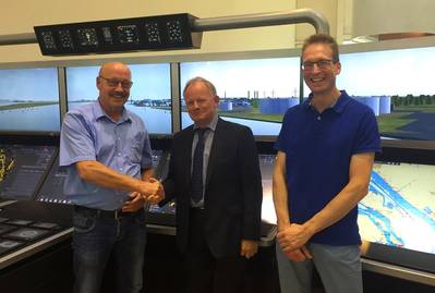 From left to right: Arie van der Ven, Manager Maintenance & Projects Chemgas Shipping; Luuk Vroombout, CEO Alphatron Marine; and Dennie van Kempen (QSHE Manager).