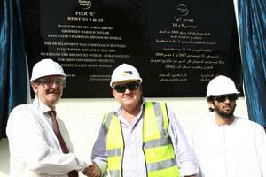 (From Left to Right) Geoff Taylor, Executive Chairman, Drydocks World, Grahame McCaig, General Manager, Dutco Balfour Beatty LLC and Hamed Mohammed bin Lahej, Executive Vice-Chairman, Drydocks World, inaugurate the new FPSO Quay.