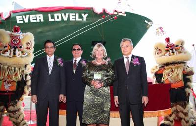 From left to right: Sun-Quae Lai, CSBC Chairman; Pier Luigi Maneschi, Chairman of Evergreen Shipping Agency (Italy) S.p.A.; Anna U. Obermeier and Bronson Hsieh, Evergreen Second Vice Group Chairman (Photo: Evergreen Group)