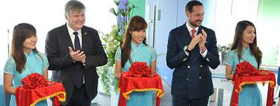 From the opening of the Vietnam office March 21 2014. His Royal Highness Crown Prince Haakon of Norway and Henrik O. Madsen, Group President & CEO, DNV GL.