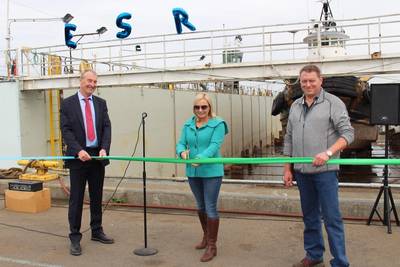 Gavin Higgins, Everett Ship Repair CEO; Lisa Lefeber, Director and CEO Port of Everett; Jon Hie Everett Ship Repair General Manager (Photo: ESR)
