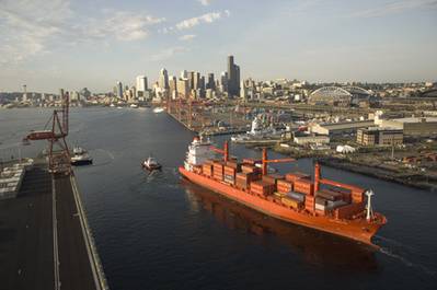 Hamburg Süd's Cap Preston--shown here at the port of Seattle --is the newest addition to the company's Pacific Coast/Australia New Zealand service fleet. Built in 2007, the ship has a nominal capacity of 1,819 TEU and a reefer capacity of 462 plugs. The high reefer capacity of the ship is particularly important given the demand for reefer service between Australia/New Zealand and the Pacific Coast.