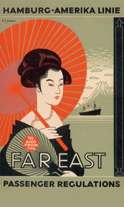 Hapag used Far Eastern motifs to advertise its East Asia services.