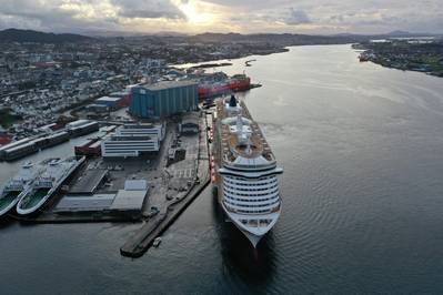 Havnekraft AS wants to offer shore power to the cruise ships calling at Garpeskjærskaien in Haugesund and has given Zinus the task of developing the next generation shore power connection for these vessels. (Photo: Karmsund Port Authorities)