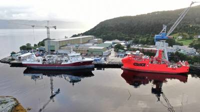 Havyard Leirvik shipyard by the Sognefjord. (Photo: Håvard Breidvik)