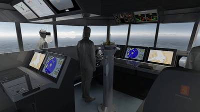 The simulators are specifically designed to build the level of competence needed for advanced operations and will support education and training of the Royal Navy Bridge Teams. Image courtesy Kongsberg Digital