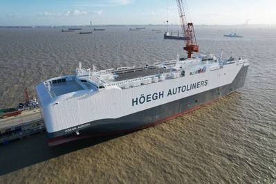 Höegh Autoliners' Höegh Aurora, the world's largest pure car and truck carrier (PCTC) vessel, was featured as a Great Ship of 2024 by Maritime Reporter & Engineering News. Image courtesy Höegh Autoliners