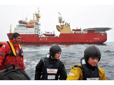 HMS Protector & Sailors: Photo credit MOD