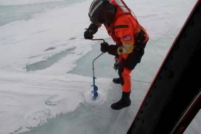 Ice drilling: Photo credit USCG