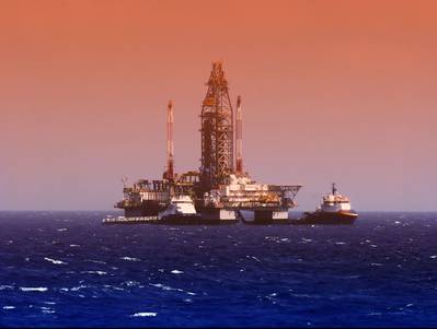 Illustration; An offshore vessel near a drilling rig in the Gulf of Mexico - Credit: flyingrussian