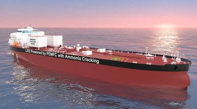 Illustration of the world’s first ammonia-fueled LR2 tanker powered by PEMFC technology (Credit: MISC)