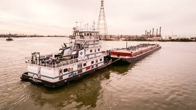 A file image of a typical Kirby pushboat and barge. CREDIT: Kirby Corporation