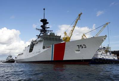  Ingalls Shipbuilding launched the fourth U.S. Coast Guard National Security Cutter, Hamilton (WMSL 753), on Aug 10. Photo by Steve Blount