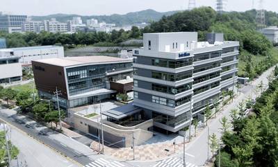 Intellian’s new R&D Center (front right) is built adjacent to the existing Innovation Center, expanding the available space by nearly 80% and boosting both development and production capacity. Photo courtesy Intellian