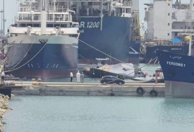 Iranian Navy frigate Sahand sank in shallow waters in the southern port of Bandar Abbas (Photo: Social media)