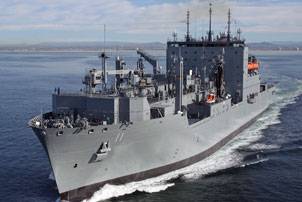 Military Sealift Command dry cargo/ammunition ship USNS Washington Chambers exits San Diego Bay to complete its sea trials before delivery to MSC Feb. 23. (General Dynamics NASSCO photo) 
