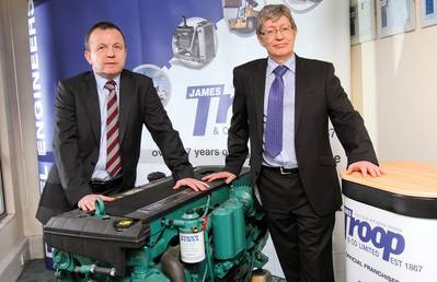 James Troop's Robert Pollock and Derek Bate with Volvo engine (Photo: James Troop)