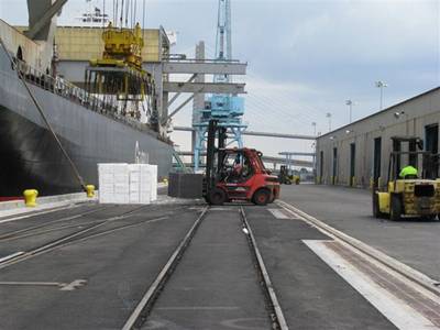 JAXPORT forklift, crane at work: Photo courtesy of JAXPORT