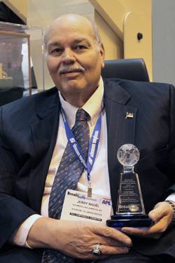 Jerry Nagel was presented with the Breakbulk Lifetime Achievement Award at the Breakbulk Americas Transportation Conference & Exhibition in New Orleans October 25-27 2011.