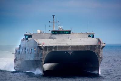 JHSV 1 on Sea Trials: Photo courtesy of Austal