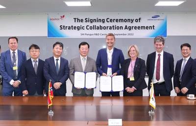 Jintaek Jung, CEO of SHI(fourth from left) and Trond Bokn, SVP, Director of Project Development(fifth from left) Credit: Samsung Heavy Industries