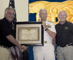 J.J. Marie, ADM Bonelli, and Jack Lynch, UDT-SEAL Association President.