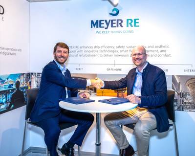 (L to R): Joshua Divin, ABS Senior Vice President, Marine Business Development, with Dr. Paul Meyer, Managing Director, Alfred Maritime GmbH, at the 2026 Seatrade Cruise Global conference in Miami Beach, Florida. © ABS