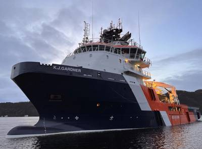 KOTUG Canada has applied 'revolutionary non-toxic noise reduction coatings' to the hull of one of itsvessels, the K.J. Gardner. Image courtesy KOTUG Canada