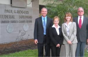 (L to R) Marine Exhaust Systems VP Darrin Woods, president Angela Woods, VP Sheila Prieschl and inventor and chairman Woodrow Woods (Photo courtesy Martin Flory Group)