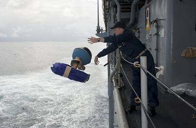 Launching Drifter Buoys: Photo credit USN