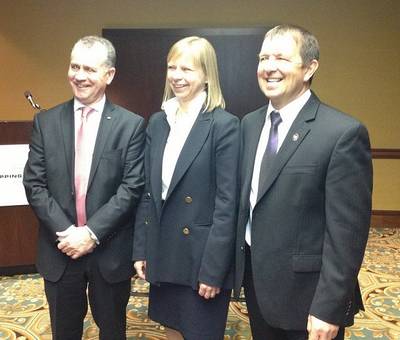 Left to right: Graham Westgarth, EVP Operations and Strategy, GasLog  Ltd.; Kirsi Tikka, President & COO, ABS Europe Division and Chris Errington, Director, Engineering Maritime Technical Services, Maersk Line Ltd.