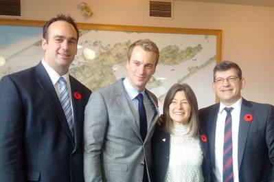 Left to right: Mark Gerretsen, MP for Kingston and the Islands; Leo Postma, Sales Manager, Damen Shipyards Gorinchem; Sophie Kiwala, Member of Provincial Parliament; Mike Bossio, MP of Hastings-Lennox and Addington (Photo: Damen)