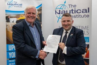 Capt John Lloyd (left), CEO of the Nautical Institute with Capt Matthew Schanck, Chairperson of the Maritime Search and Rescue Council.